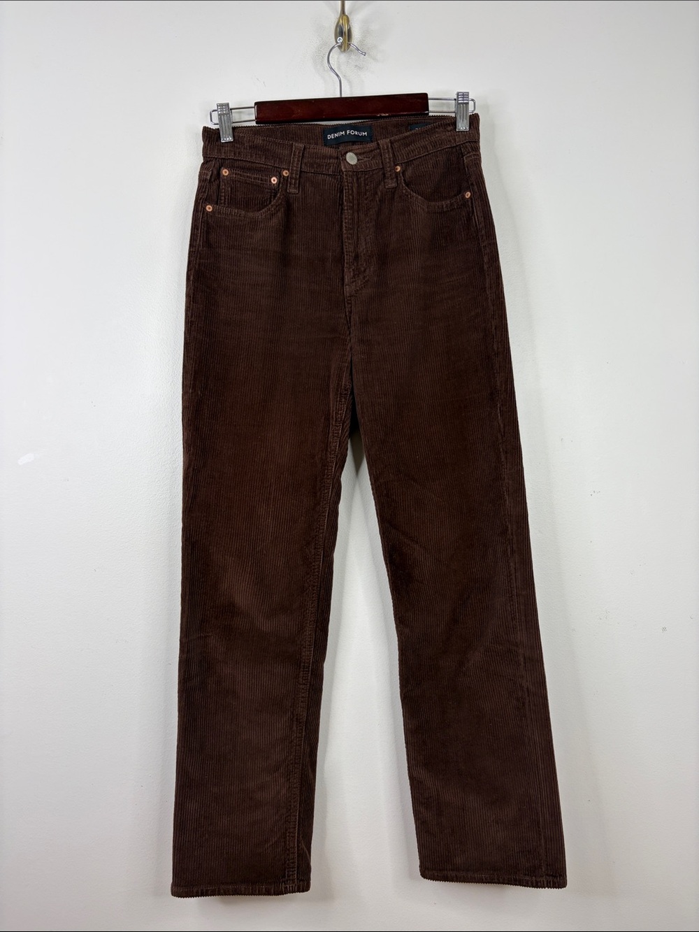 Denim Forum Cords Womens 27 x 28 Brown Stretch Corduroy Arlo High Rise Straight